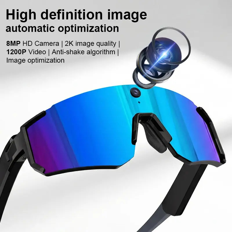 2K Smart Sports Sunglasses with Camera, Bluetooth Audio & AI Assistant
